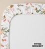 Peach Floral 200 TC Cotton King Sized Fitted Bedsheet with 2 Pillow Covers