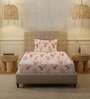 Peach Floral 200 TC Cotton Single Bedsheet with 1 Pillow Cover