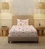 Peach Floral 200 TC Cotton Single Bedsheet with 1 Pillow Cover