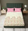 Peach Floral 200 TC Cotton Single Bedsheet with 1 Pillow Cover