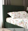Peach Floral 200 TC Cotton Single Bedsheet with 1 Pillow Cover