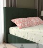 Peach Floral 200 TC Cotton Single Bedsheet with 1 Pillow Cover