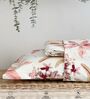 Peach Floral 200 TC Cotton Single Bedsheet with 1 Pillow Cover