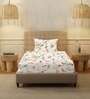 Peach Floral 200 TC Cotton Single Bedsheet with 1 Pillow Cover