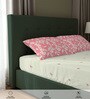 Peach Floral 200 TC Cotton Single Bedsheet with 1 Pillow Cover