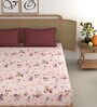 Peach Floral 210 TC Microfiber King Bedsheet With 2 Pillow Covers