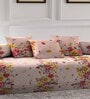 Peach Floral 210 TC Poly Cotton (Set of 6) Diwan Sets