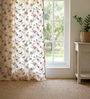 Peach Cotton Floral 8 Ft Eyelet Door Curtains (Set Of 2)