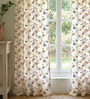 Peach Cotton Floral 5 Ft Eyelet Window Curtains (Set Of 2)