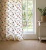 Peach Cotton Floral 5 Ft Eyelet Window Curtains (Set Of 2)