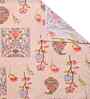 Peach Floral 300 TC Cotton Blend King Size Double Bedsheet with 2 Pillow Covers