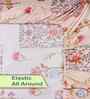 Peach Floral 300 TC Cotton Blend King Size Fitted Double Bedsheet with 2 Pillow Covers