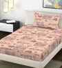 Peach Floral 300 TC Cotton Blend Single Bedsheet with 1 Pillow Cover