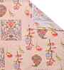 Peach Floral 300 TC Cotton Blend Single Bedsheet with 1 Pillow Cover