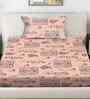 Peach Floral 300 TC Cotton Blend Single Bedsheet with 1 Pillow Cover