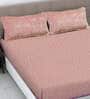 Peach Floral 300 TC Woollen Flat Double Bedsheet with 2 Pillow Covers