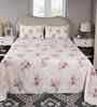 Peach Floral Print 300 TC Cotton Double Bed Sheet with 2 Pillow Covers Sensory Bloom Collection