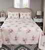 Peach Floral Print 300 TC Cotton King Size Bed Sheet with 2 Pillow Covers Sensory Bloom Collection