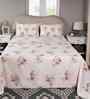 Peach Floral Print 300 TC Cotton Single Bed Sheet with 1 Pillow Cover Sensory Bloom Collection