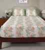 Peach Fruit Print 200 TC Cotton Double Bed Fitted Sheet with 2 Pillow Case Sensory Bloom Collection