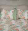 Peach Fruit Print 200 TC Cotton Double Bed Sheet with 2 Pillow Covers Sensory Bloom Collection
