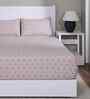 Peach Geometric Print 144 TC Cotton Double Bed Fitted Sheet with 2 Pillow Case Sensory Bloom Collection