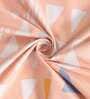Peach Geometric 210 TC Poly Cotton King Sized Bed Sheets with 2 Pillow Covers