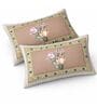 Peach Panel Design 180 TC Cotton King Bedhseet 2 pillow covers