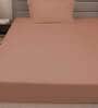 Peach Solid 300 TC 100% Cotton Single Bed Sized Bed Sheets With 1 Pillow Cover