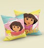 Peach Polyester Dora 16x16 inches Reversible Kids Cushion (1 Pc)
