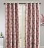 Peach Floral Polyester 8 Ft Blackout Eyelet Door Curtains (Set of 2)
