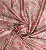 Peach Polyester Floral Light Filtering Eyelet 7 Feet Door Curtains (2 Pc)