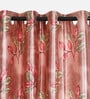 Peach Polyester Floral Light Filtering Eyelet 7 Feet Door Curtains (2 Pc)