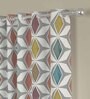 Peach Polyester Abstract 9ft Semisheer Eyelet (2 pc) Long Door Curtains
