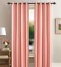 Peach Polyester Solid 8 Ft Blackout Eyelet 2 Door Curtains