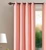 Peach Polyester Solid 8 Ft Blackout Eyelet 2 Door Curtains