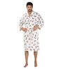 Peach Printed Cotton Men Bath Robe With Belt (XL)