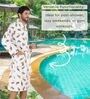 Peach Printed Cotton Men Bath Robe With Belt (XL)