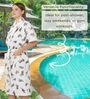 Peach Printed Cotton Women Bath Robe With Belt (L)
