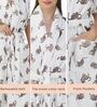 Peach Printed Cotton Women Bath Robe With Belt (L)