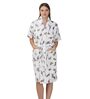 Peach Printed Cotton Women Bath Robe With Belt (L)