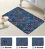 Blue Traditional Printed Rubber 22x14 Inches Anti Skid Bath Mat