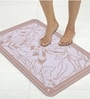 Peach Floral Printed Rubber 22x14 Inches Anti Skid Bath Mat