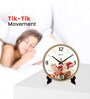 Peach Round 8 Inches Plastic Table Clock (Floral)
