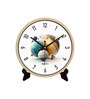 Peach Round 8 Inches Plastic Table Clock (Abstract)