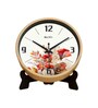 Peach Round 8 Inches Plastic Table Clock (Floral)