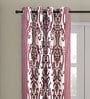 Pink Floral Polyester 7 Ft Semisheer Eyelet Door Curtains (Set of 2)