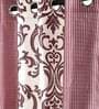 Pink Floral Polyester 9 Ft Semisheer Eyelet Door Curtains (Set of 2)