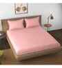 Peach Solid 144 TC Cotton King Fitted Bedsheet Bedsheet 2 Pillow Shades Collection