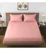 Peach Solid 144 TC Cotton King Fitted Bedsheet Bedsheet 2 Pillow Shades Collection